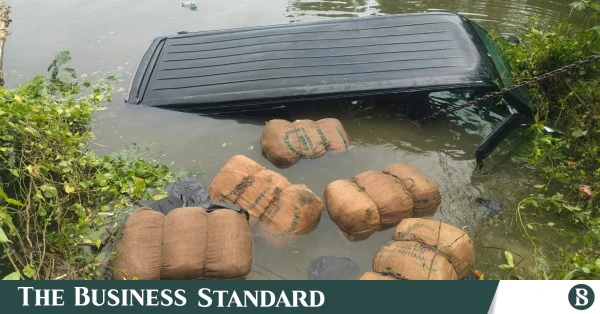 ব্রাহ্মণবাড়িয়ায় পুলিশের ধাওয়া খেয়ে পুকুরে পড়ল গাঁজাবাহী মাইক্রোবাস