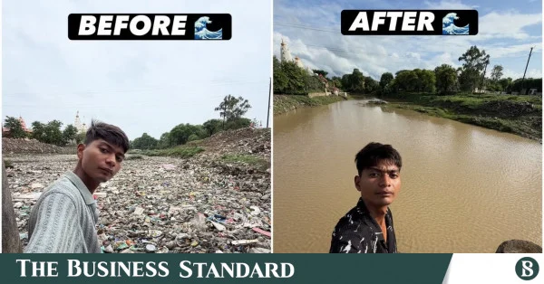 কোনো সরকারি সহায়তা ছাড়াই মধ্যপ্রদেশের নদী পরিষ্কার করলেন ২০ বছর বয়সী তরুণ