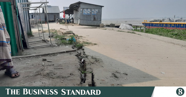 পদ্মা বাঁধের ৪৮ মিটার অংশে ফাটল, হুমকির মুখে স্থানীয় মাছের বাজার