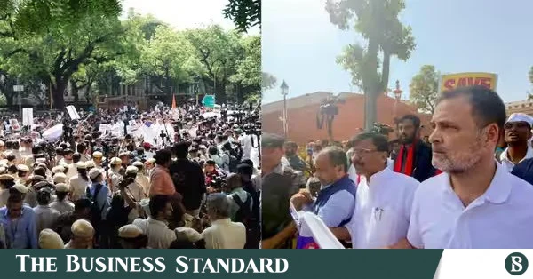 ভারতের নির্বাচন কমিশনের পথে বিরোধী এমপিদের বাধা দিল পুলিশ