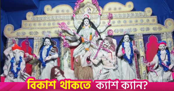 নাটোর: সাবুদানা ও ভুট্টার দানায় তৈরি দুর্গা প্রতিমা দেখতে ভিড়